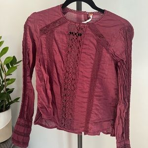 Burgundy Free People Boho Top